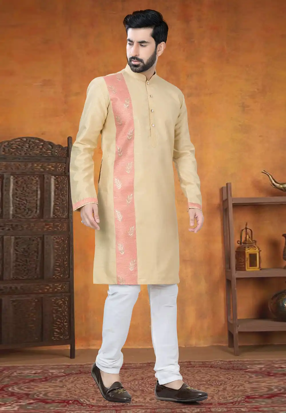 Beige Silk Kurta Pajama 295019