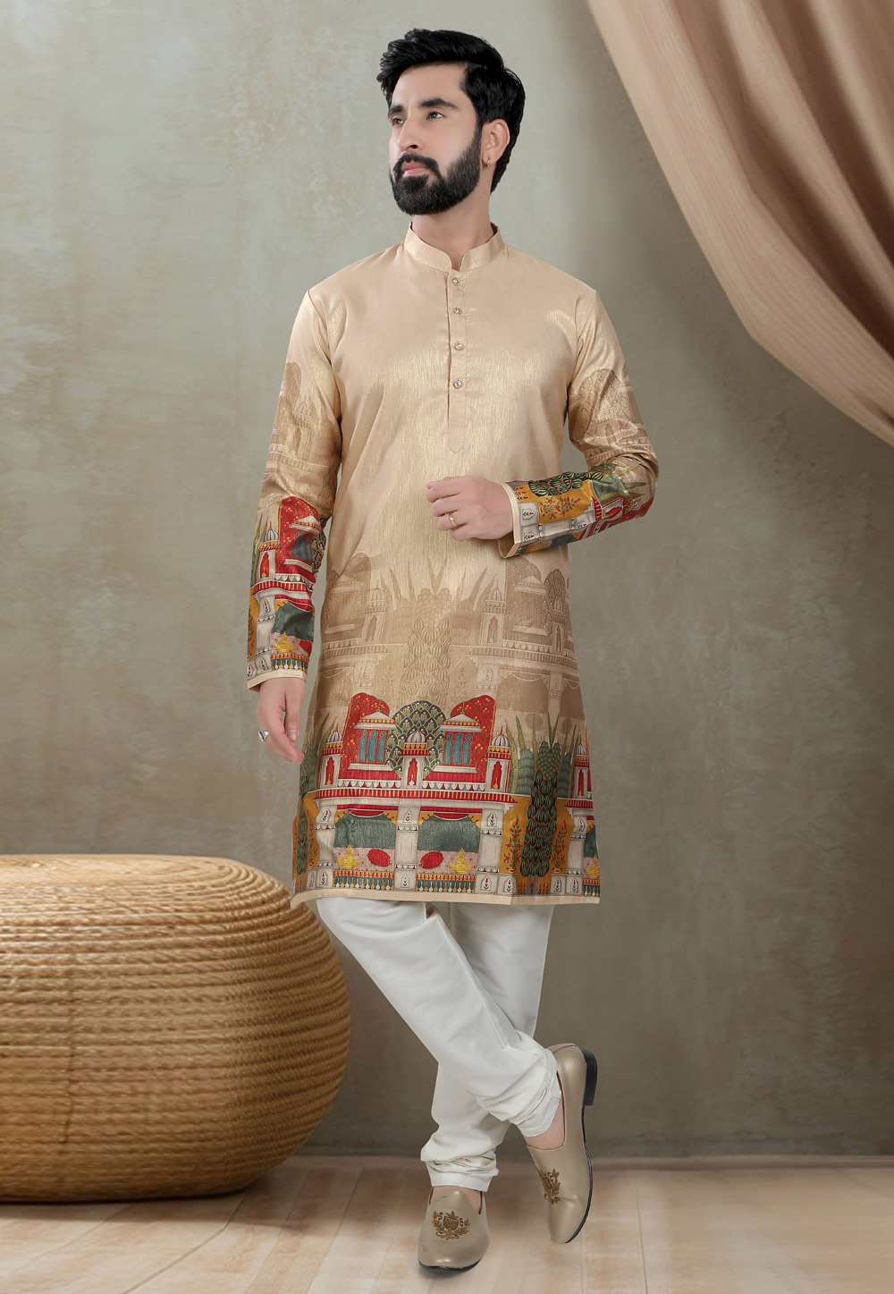 Beige Silk Kurta Pajama 310800
