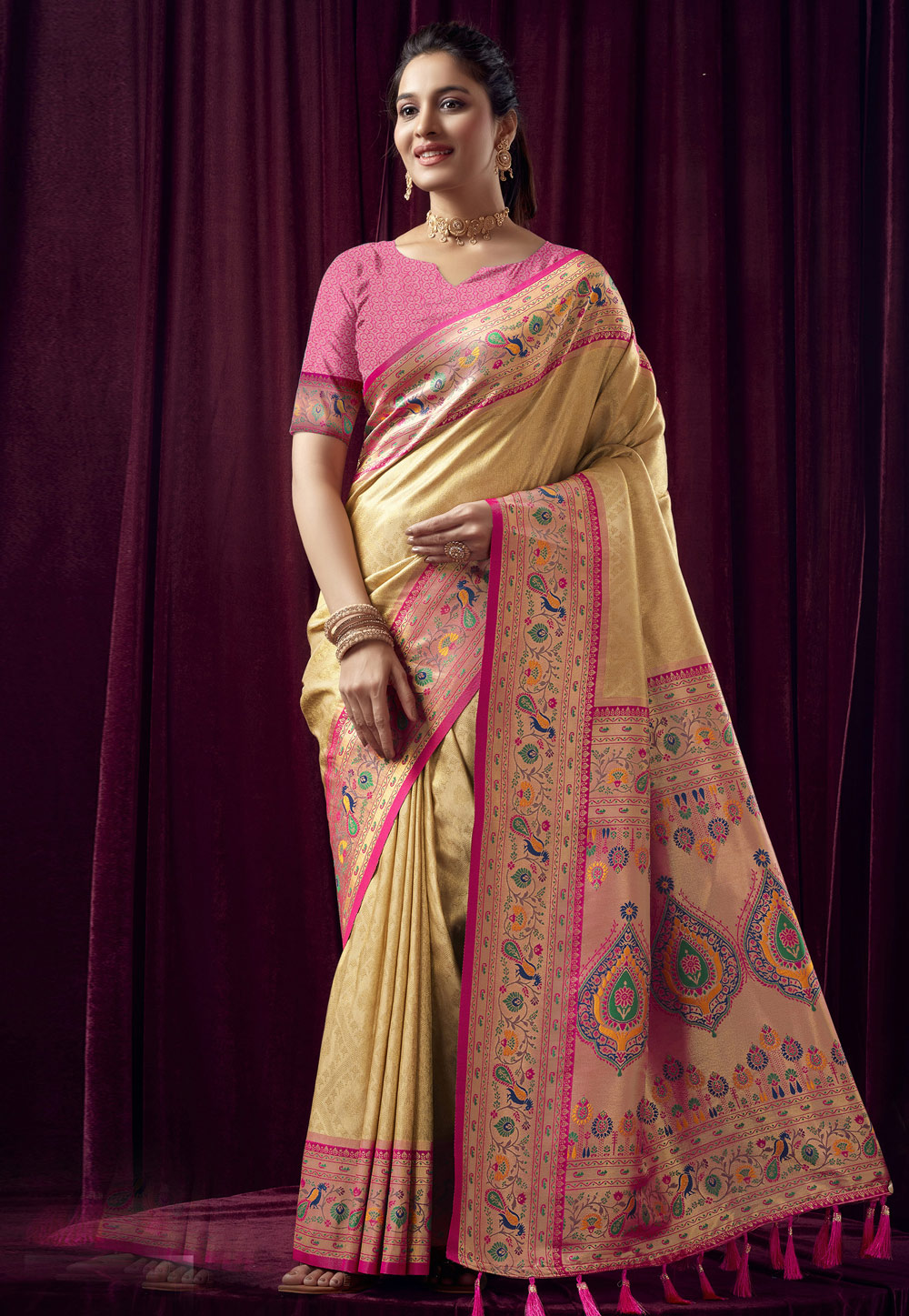 Beige Silk Paithani Saree 287008