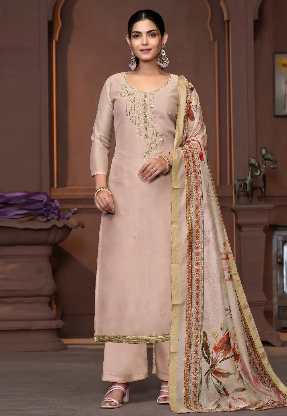 Beige Silk Pakistani Suit 294247