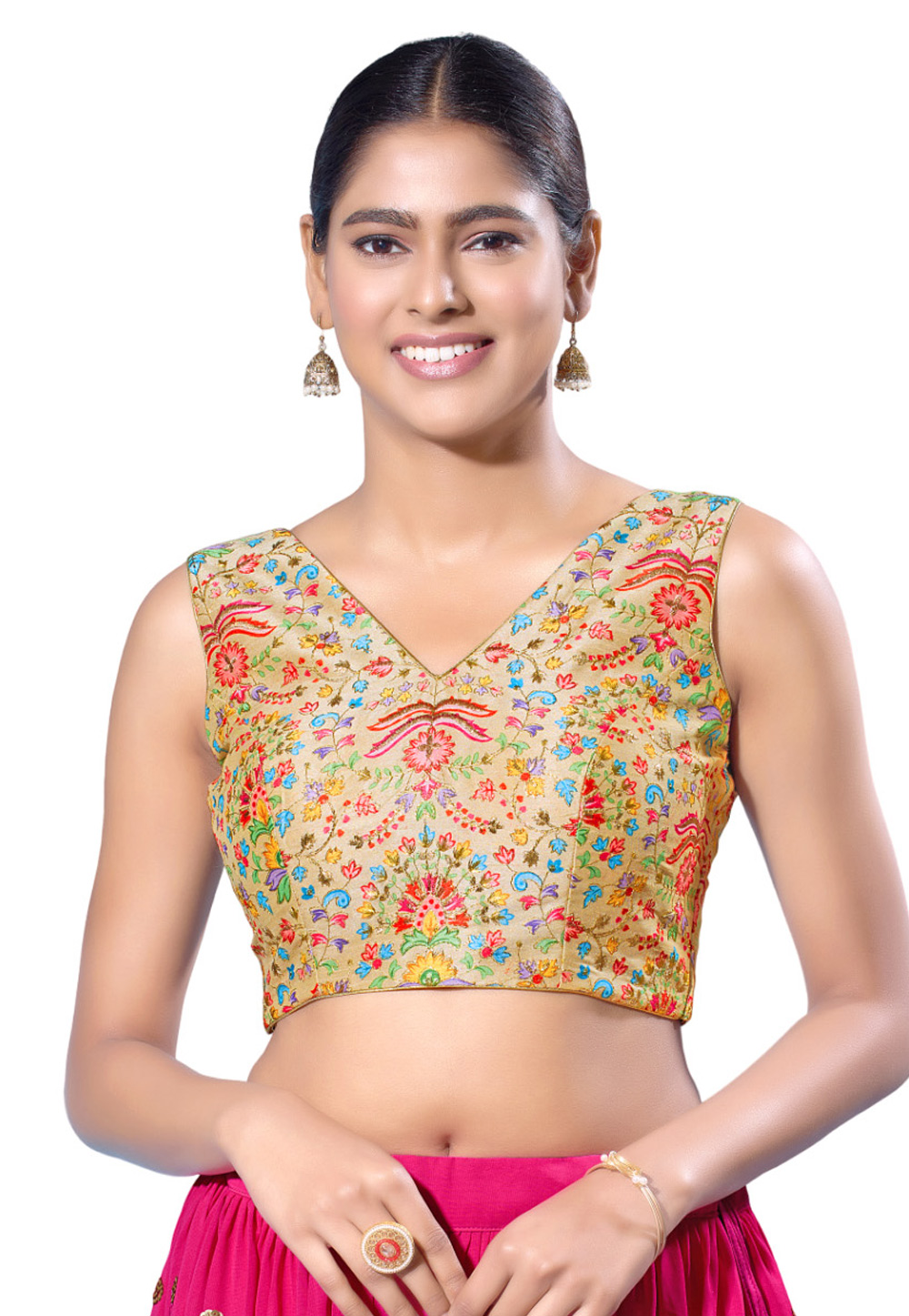 Beige Silk Readymade Blouse 285930