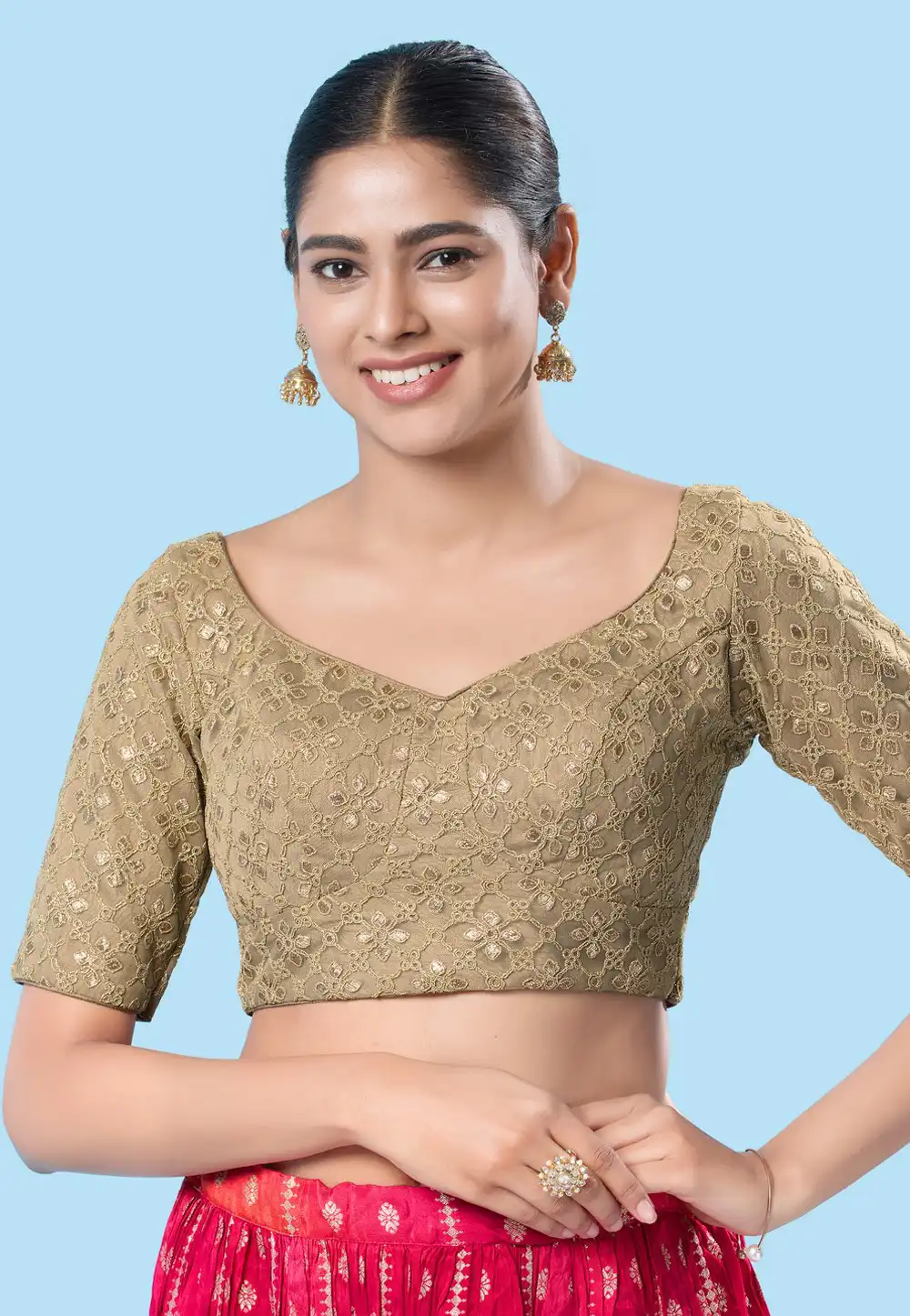 Beige Silk Readymade Blouse 288337