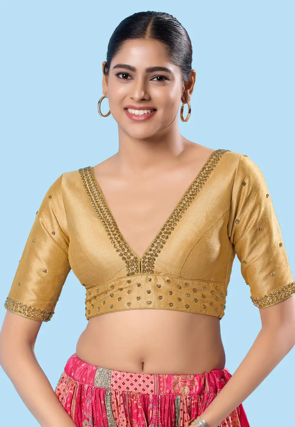 Beige Silk Readymade Blouse 288340