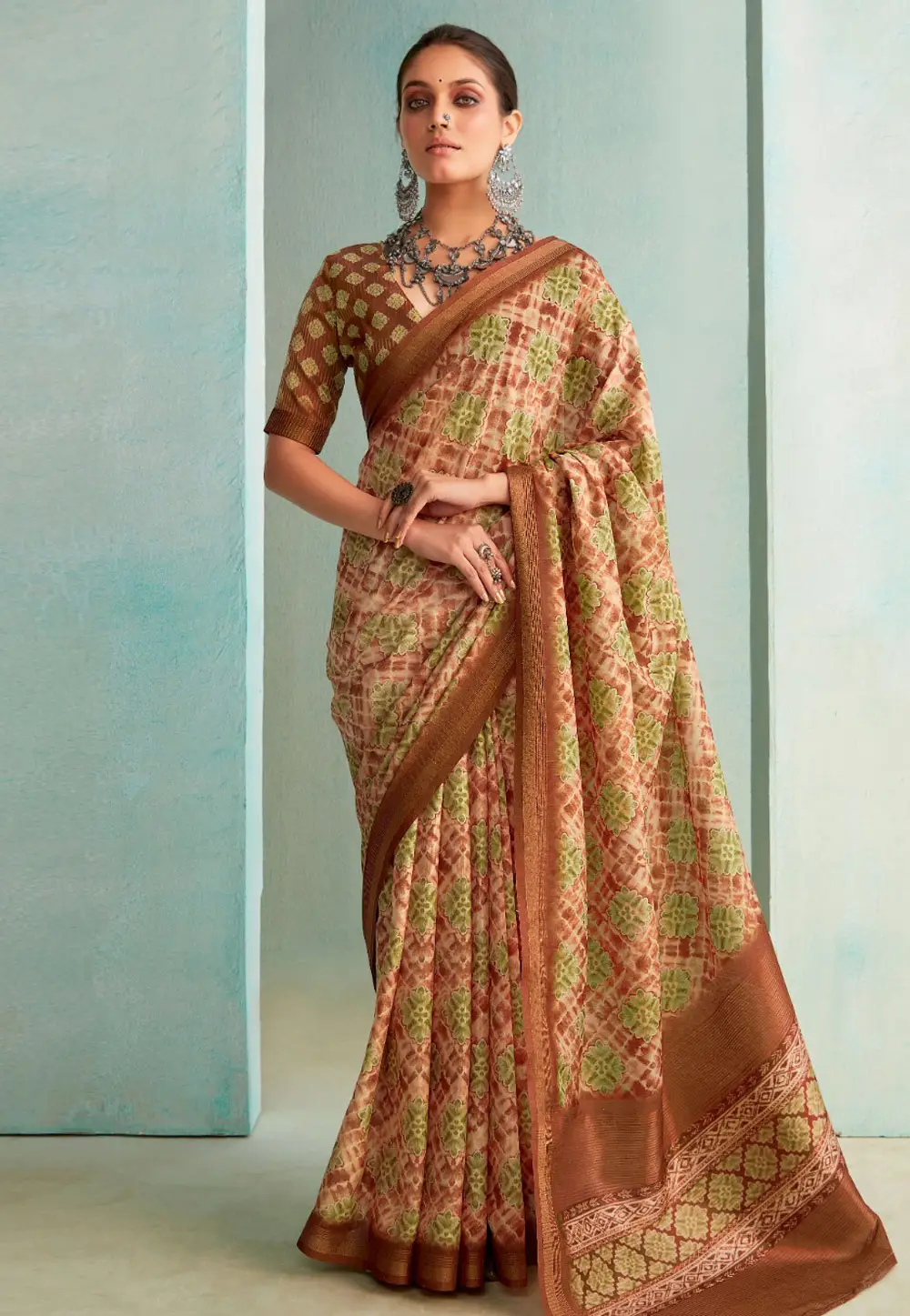 Beige Silk Saree With Blouse 296105