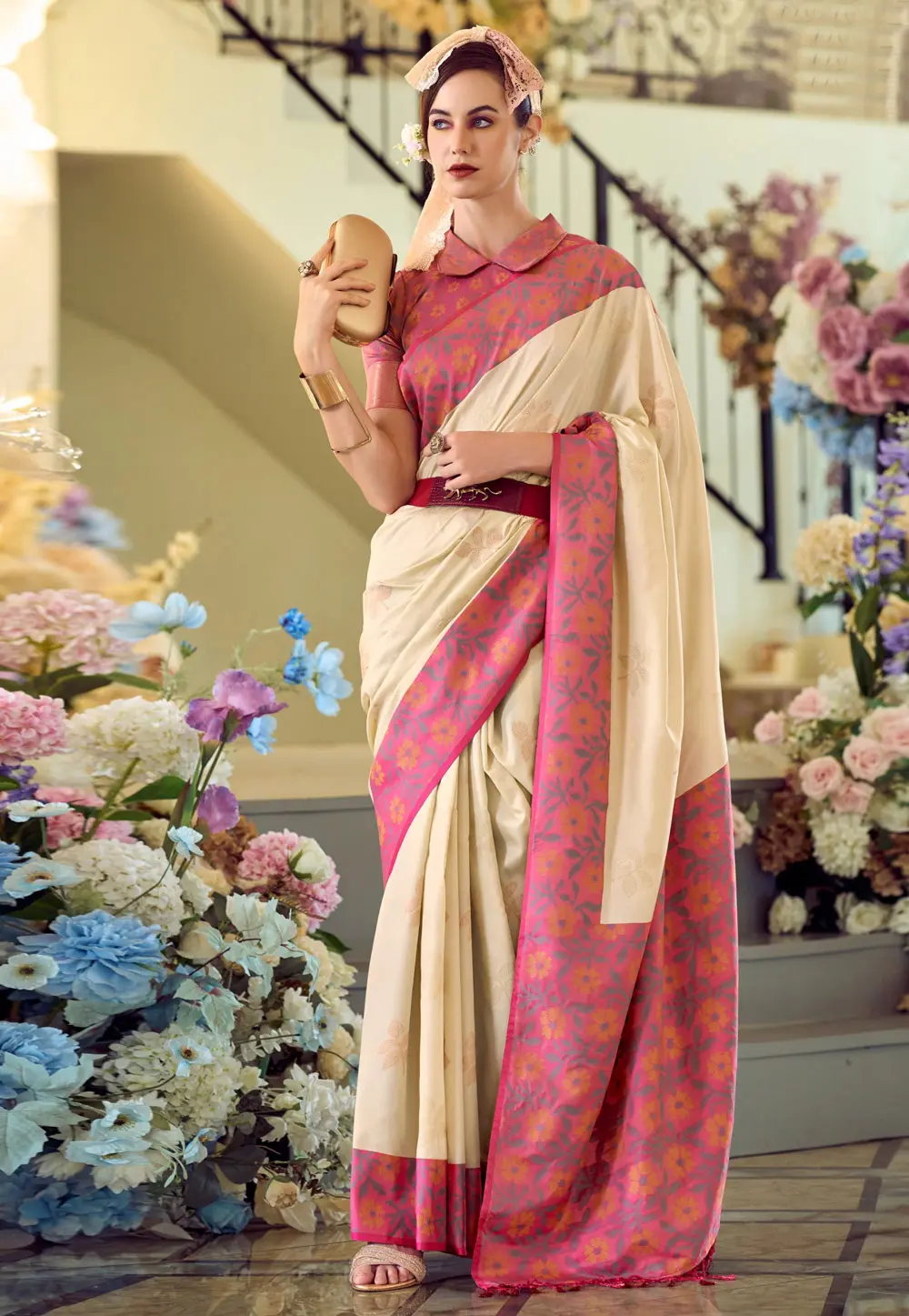 Beige Silk Saree With Blouse 299263