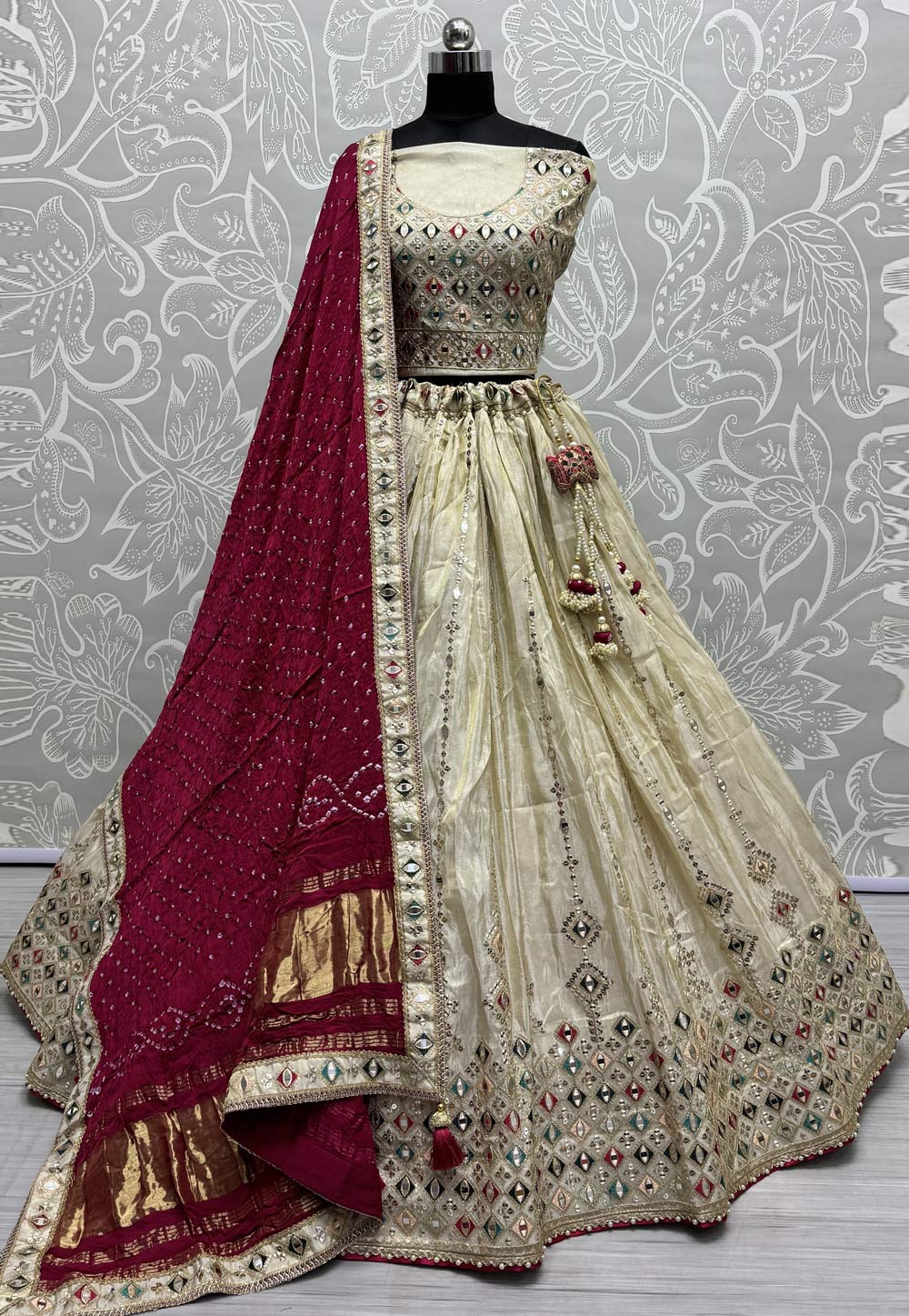 Beige Silk Wedding Lehenga Choli 284505