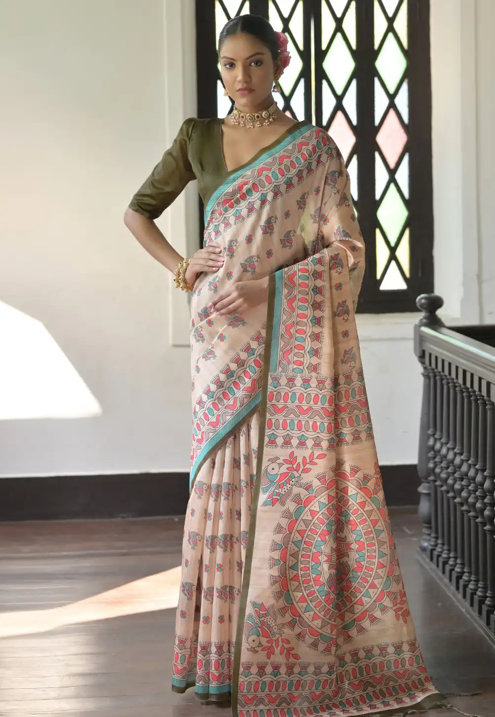 Beige Tussar Silk Saree With Blouse 291576