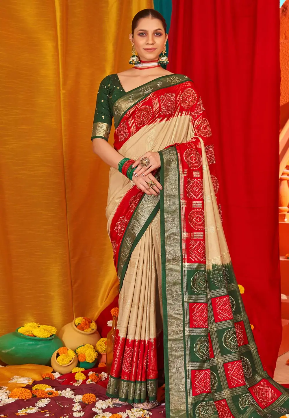 Beige Tussar Silk Saree With Blouse 296094