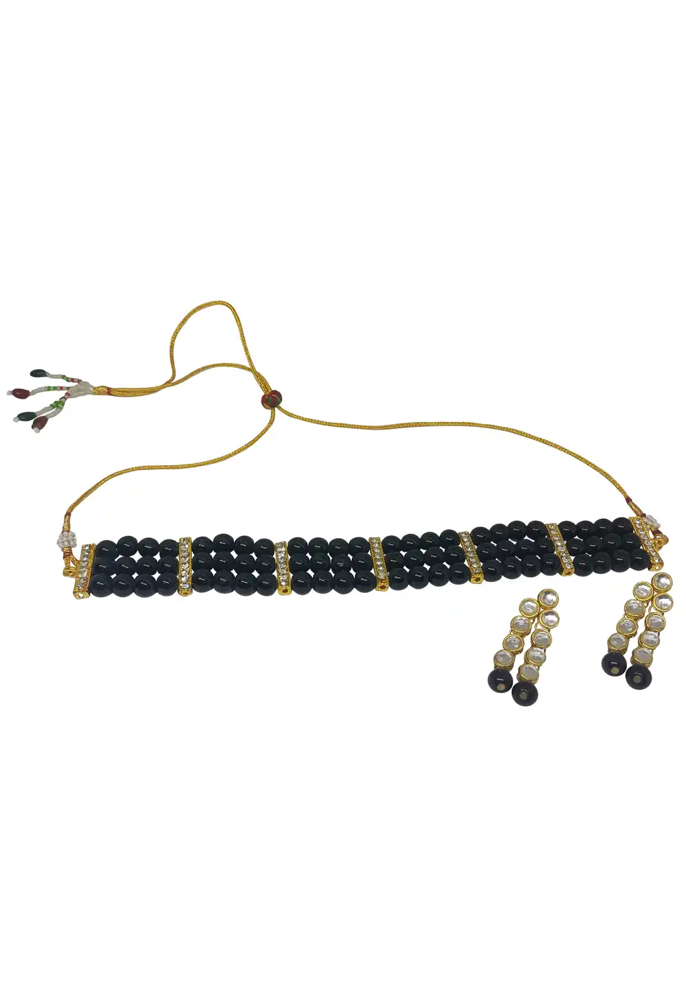 Black Alloy Necklace With Earrings 289904