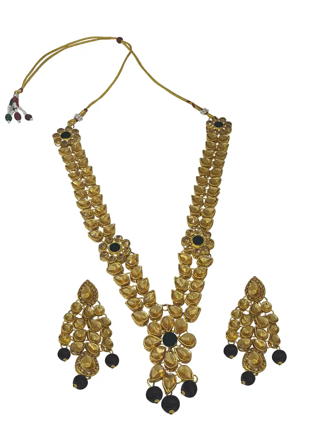 Black Alloy Necklace With Earrings 289931