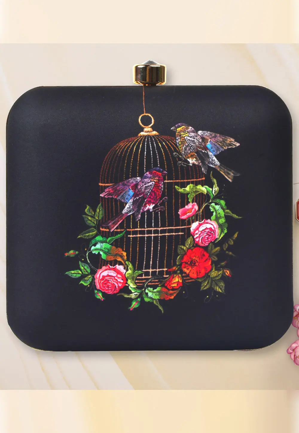 Black Art Silk Clutch 298095