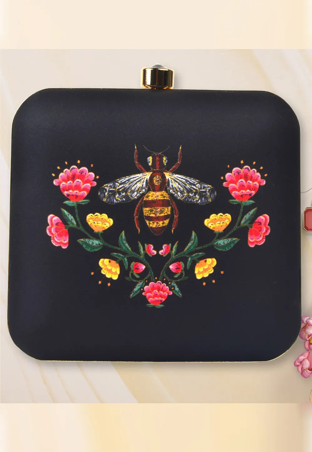 Black Art Silk Clutch 298096