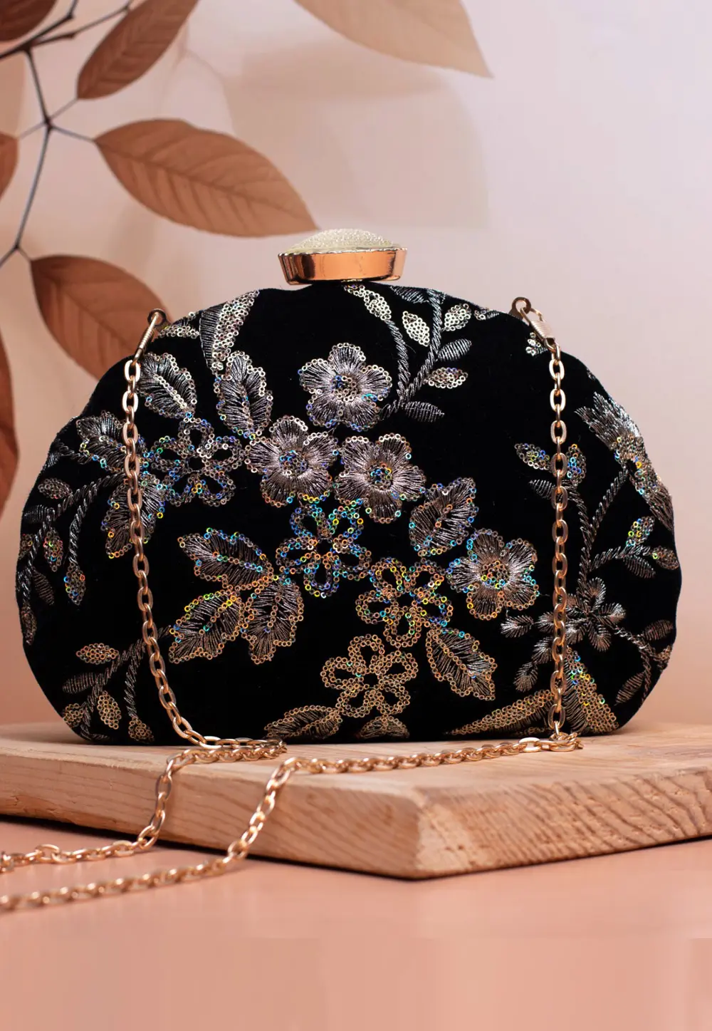 Black Art Silk Clutch 299360