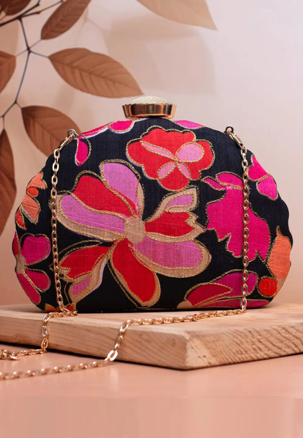 Black Art Silk Clutch 299361