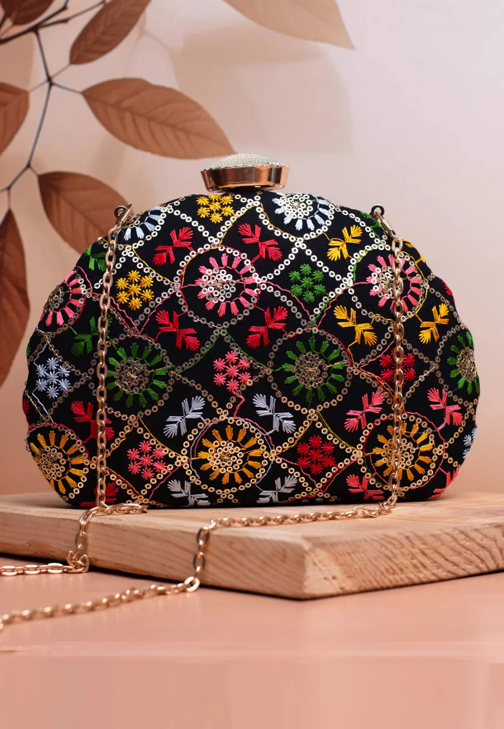 Black Art Silk Clutch 299368