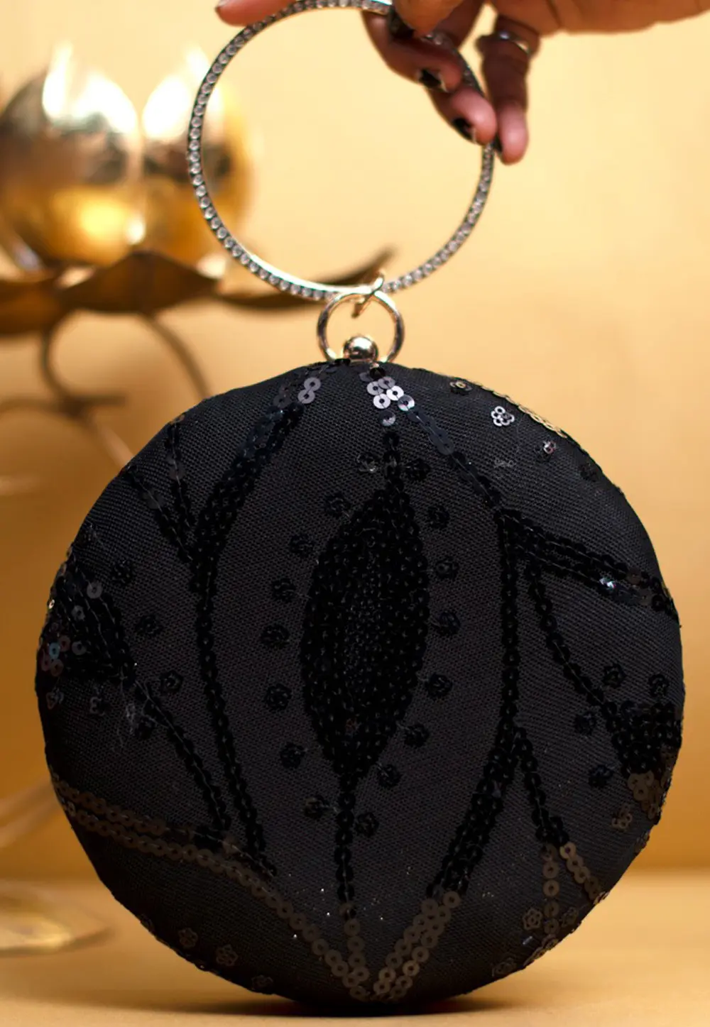 Black Art Silk Clutch 299795