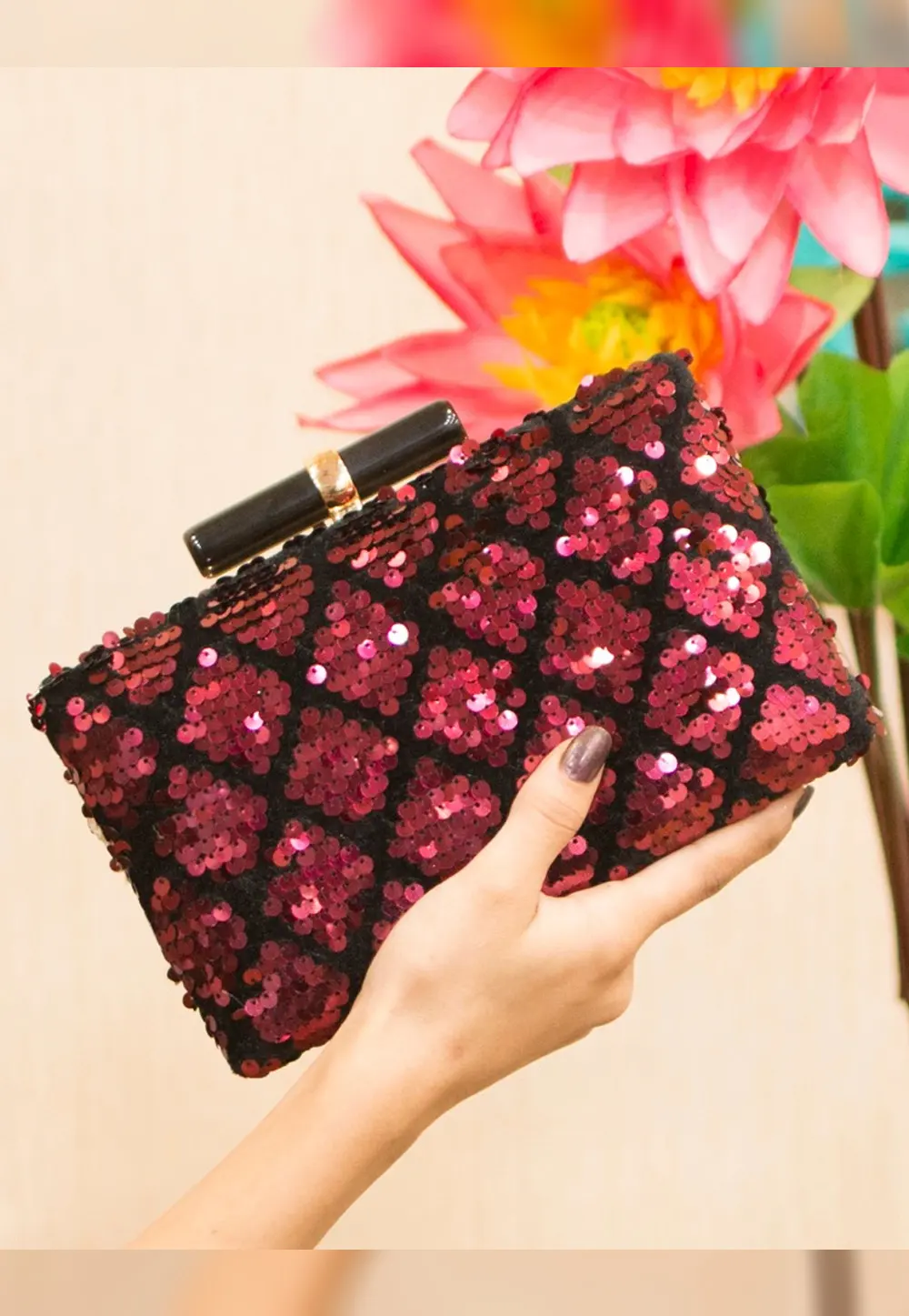 Black Art Silk Clutch 300976