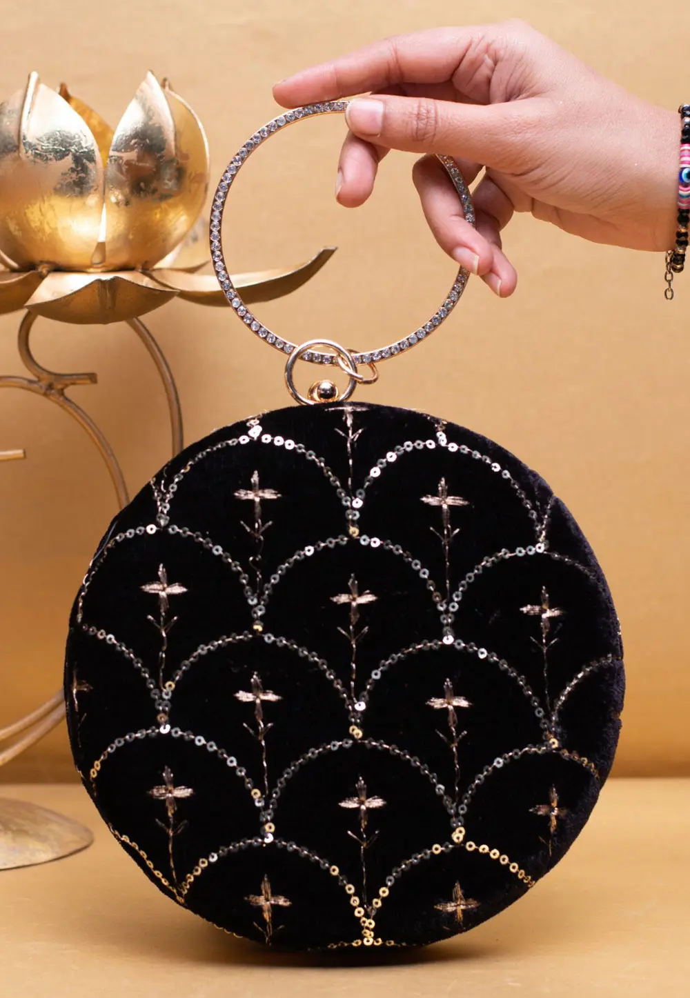 Black Art Silk Clutch 304098