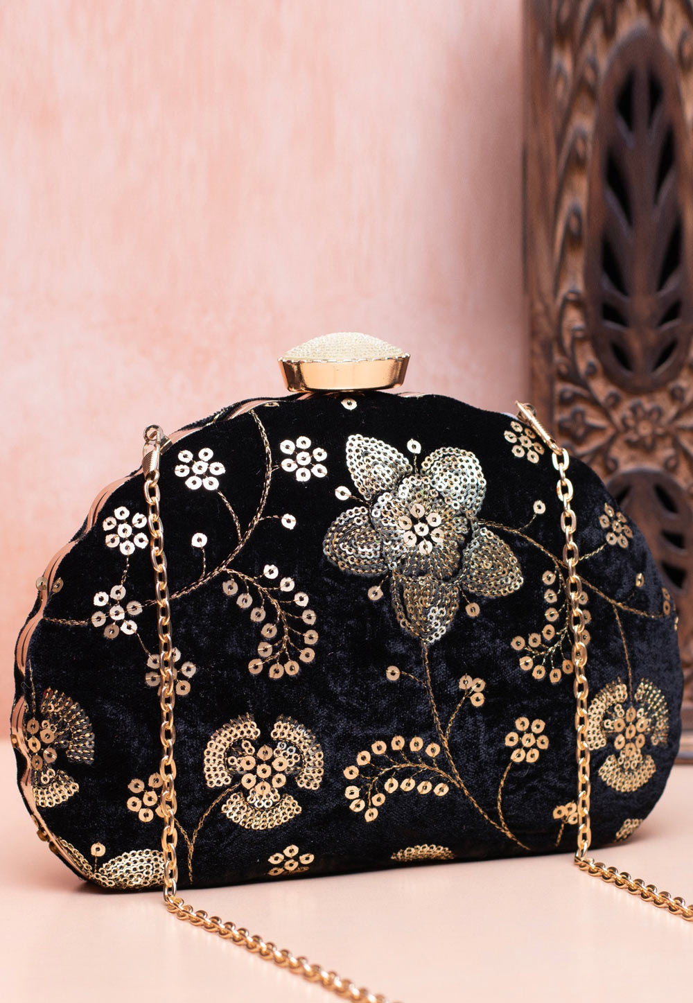 Black Art Silk Clutch 305932