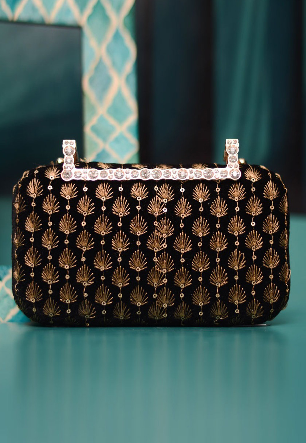 Black Art Silk Clutch 306355