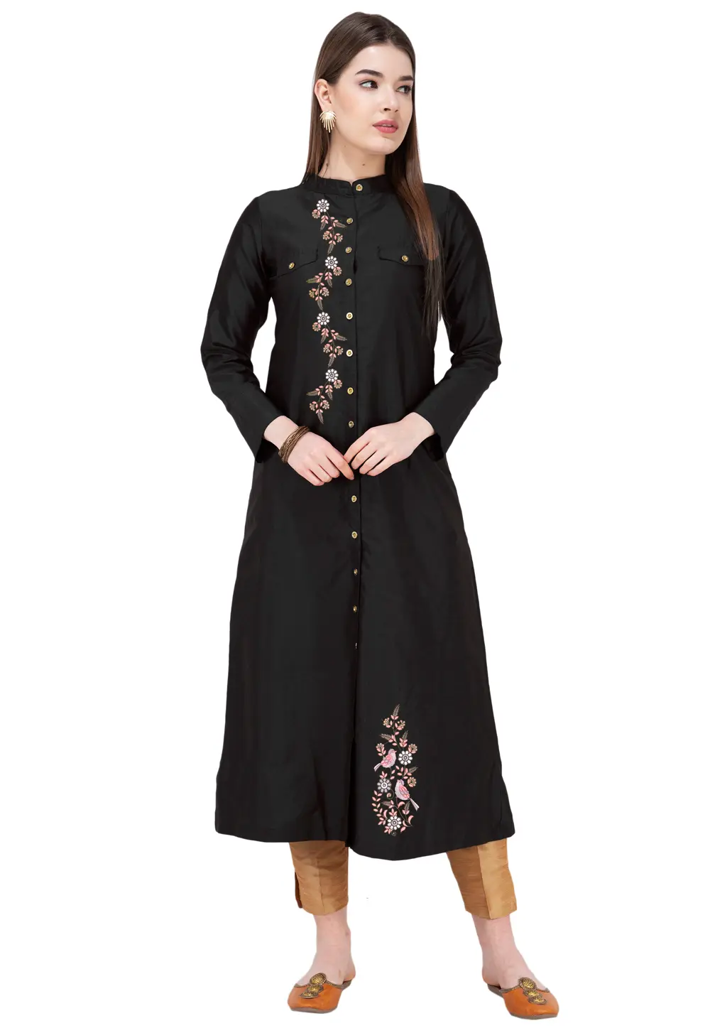 Black Art Silk Kurta Set With Pent 303166