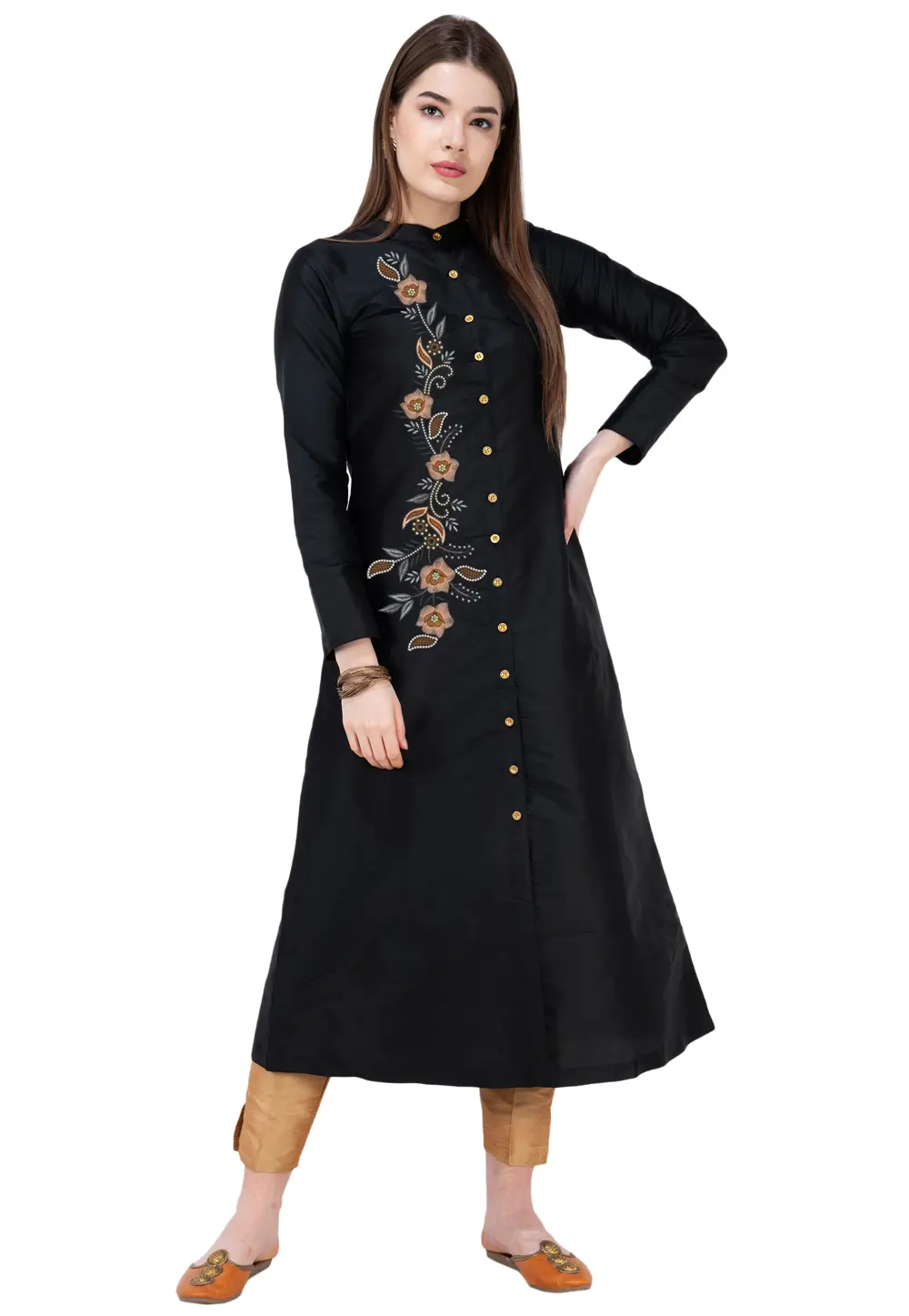 Black Art Silk Kurta Set With Pent 303172