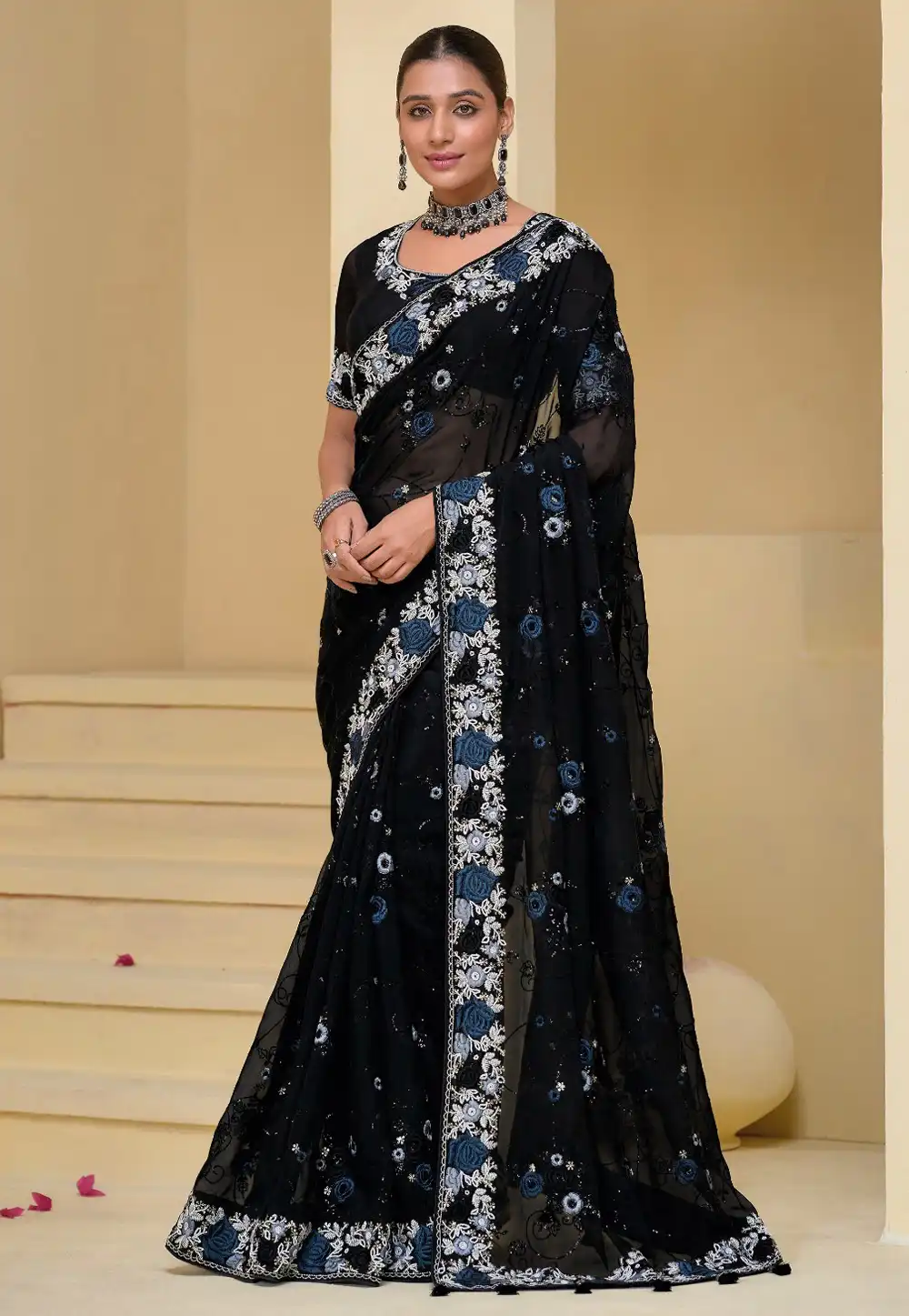 Black Banarasi Saree With Blouse 294888