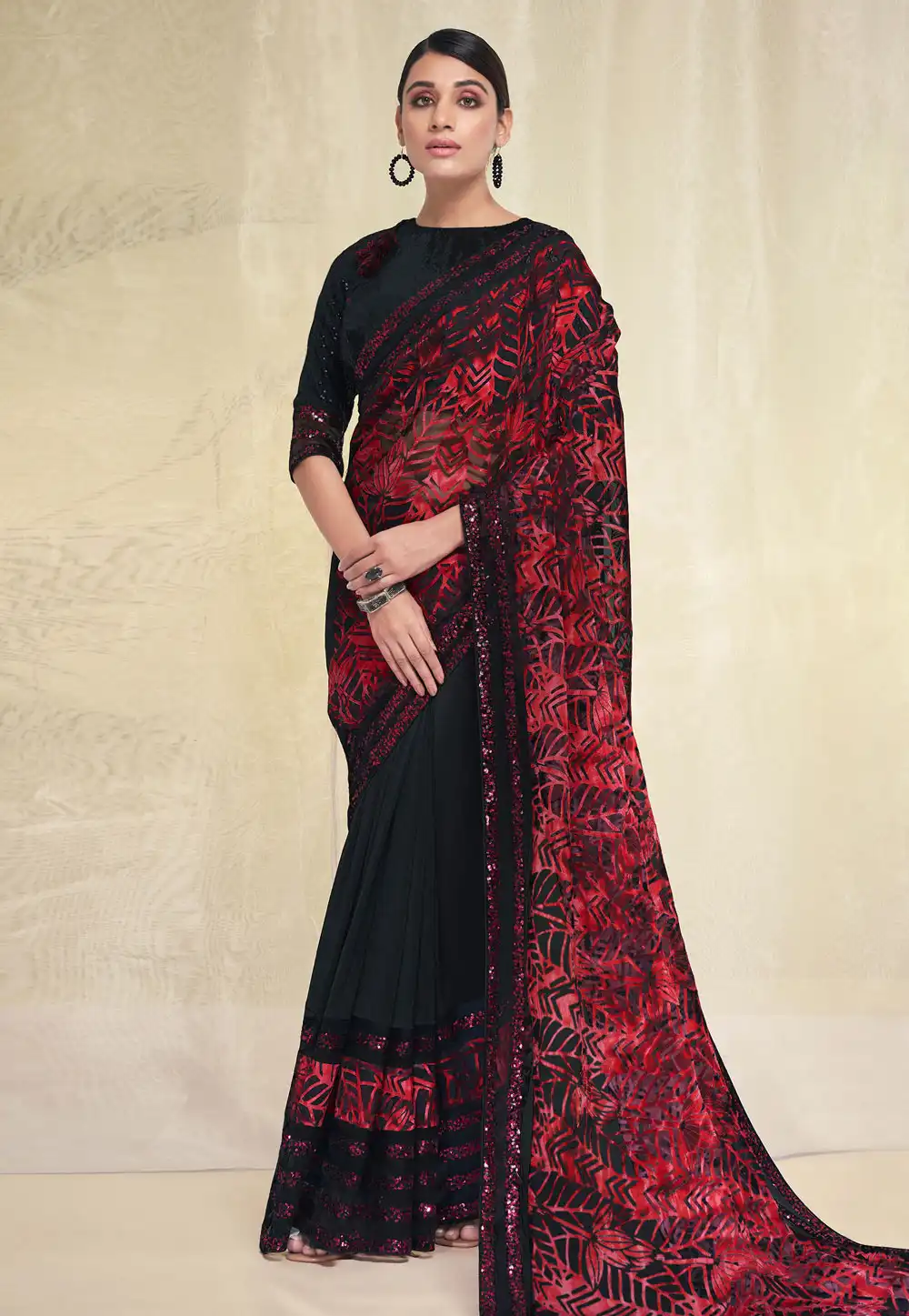 Black Brasso Saree With Blouse 291785