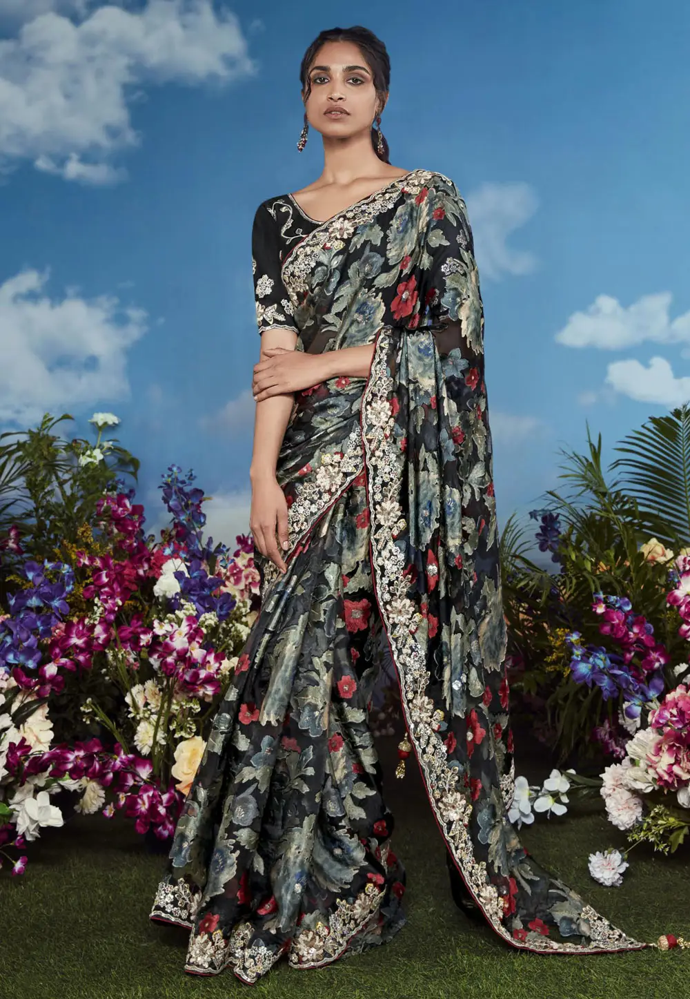 Black Brasso Saree With Blouse 296135