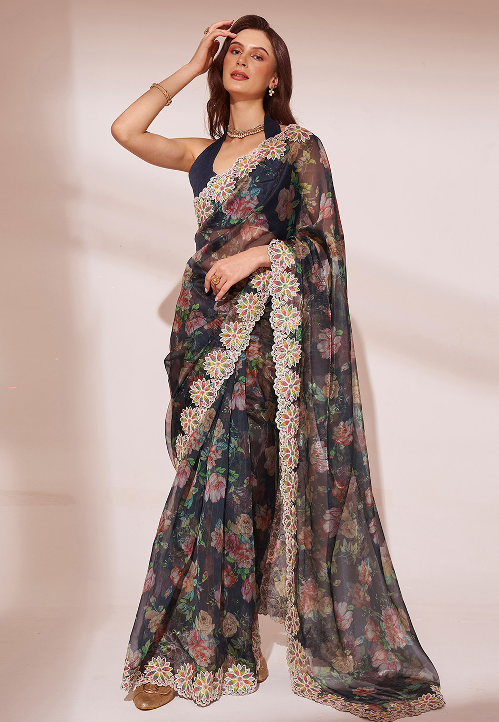 Black Chiffon Saree With Blouse 287829