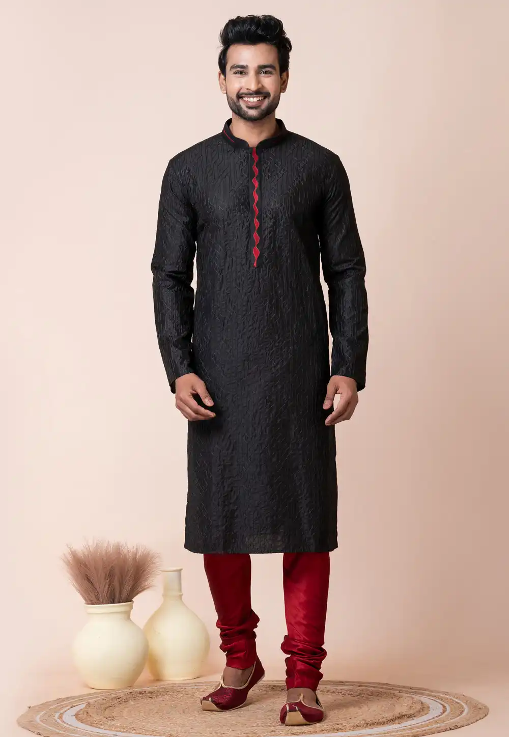 Black Cotton Kurta Pajama 294328