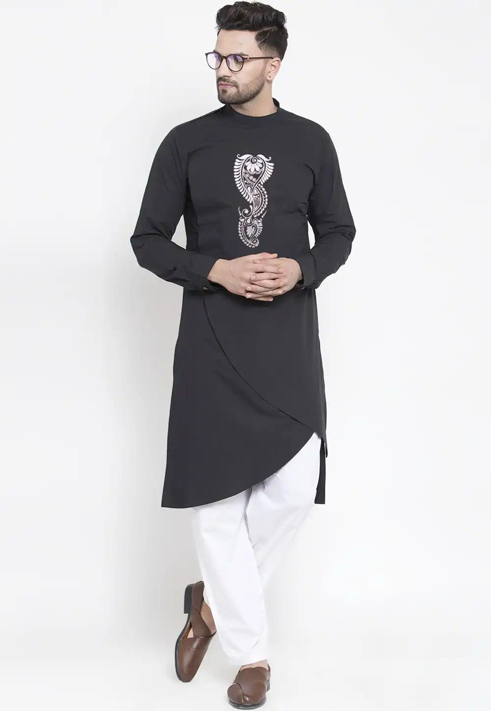 Black Cotton Kurta Pajama 289948