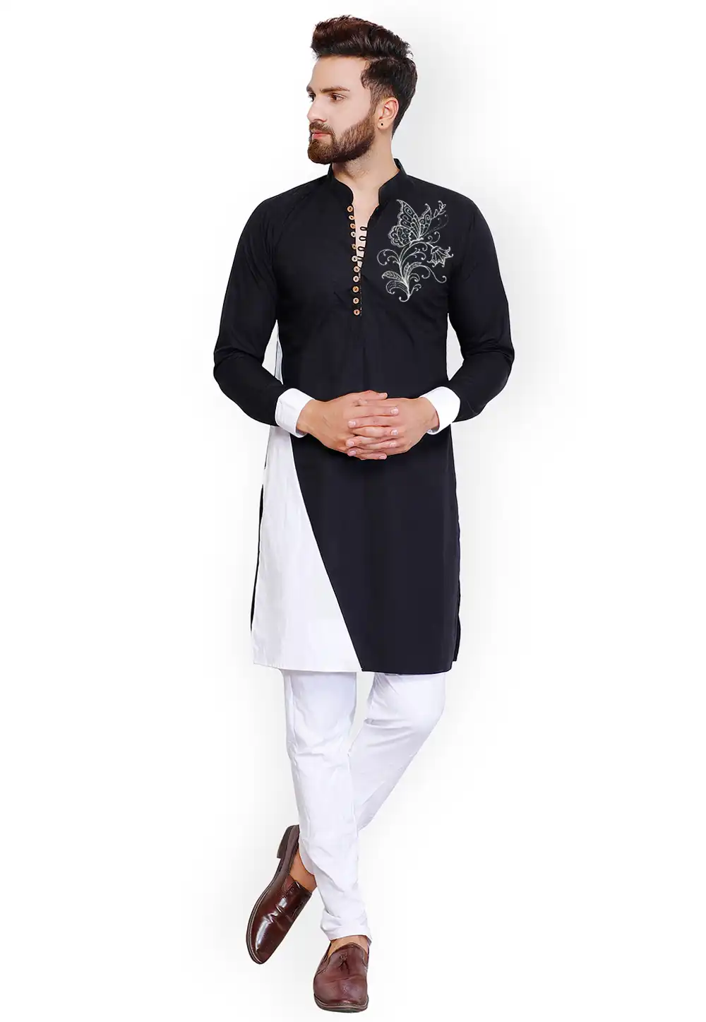 Black Cotton Kurta Pajama 289951