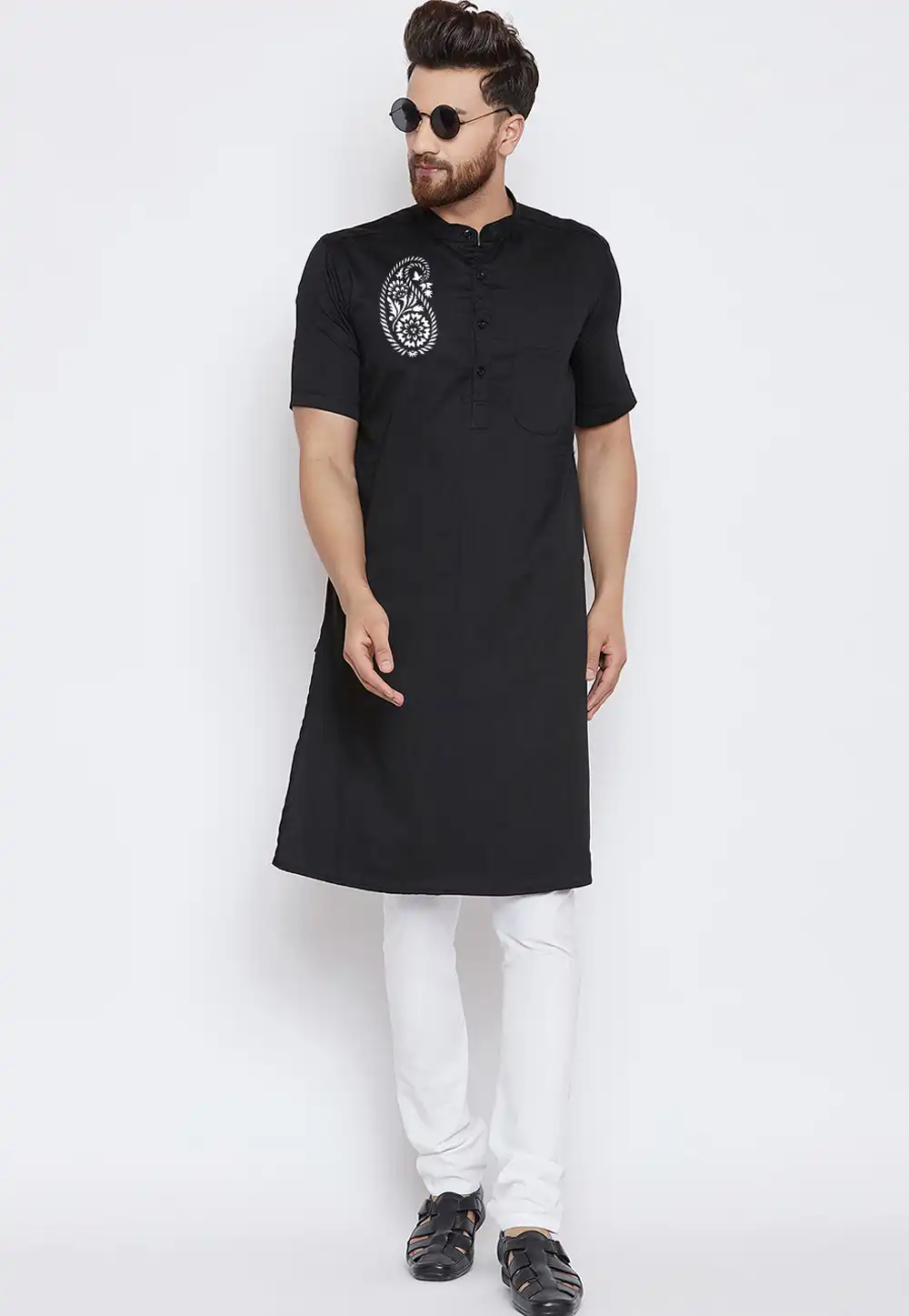 Black Cotton Kurta Pajama 289956