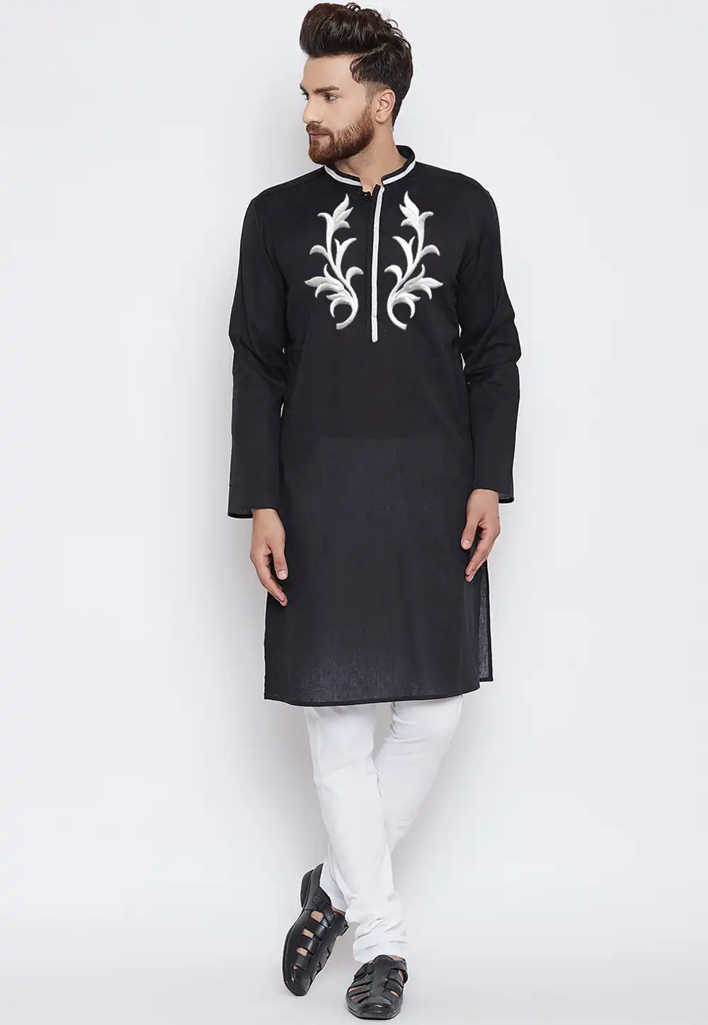 Black Cotton Kurta Pajama 289957