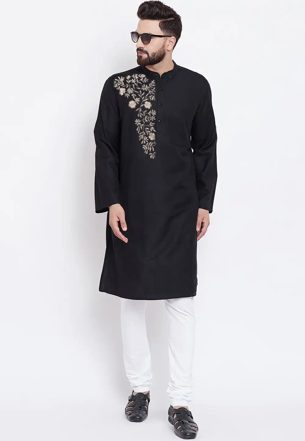 Black Cotton Kurta Pajama 289958