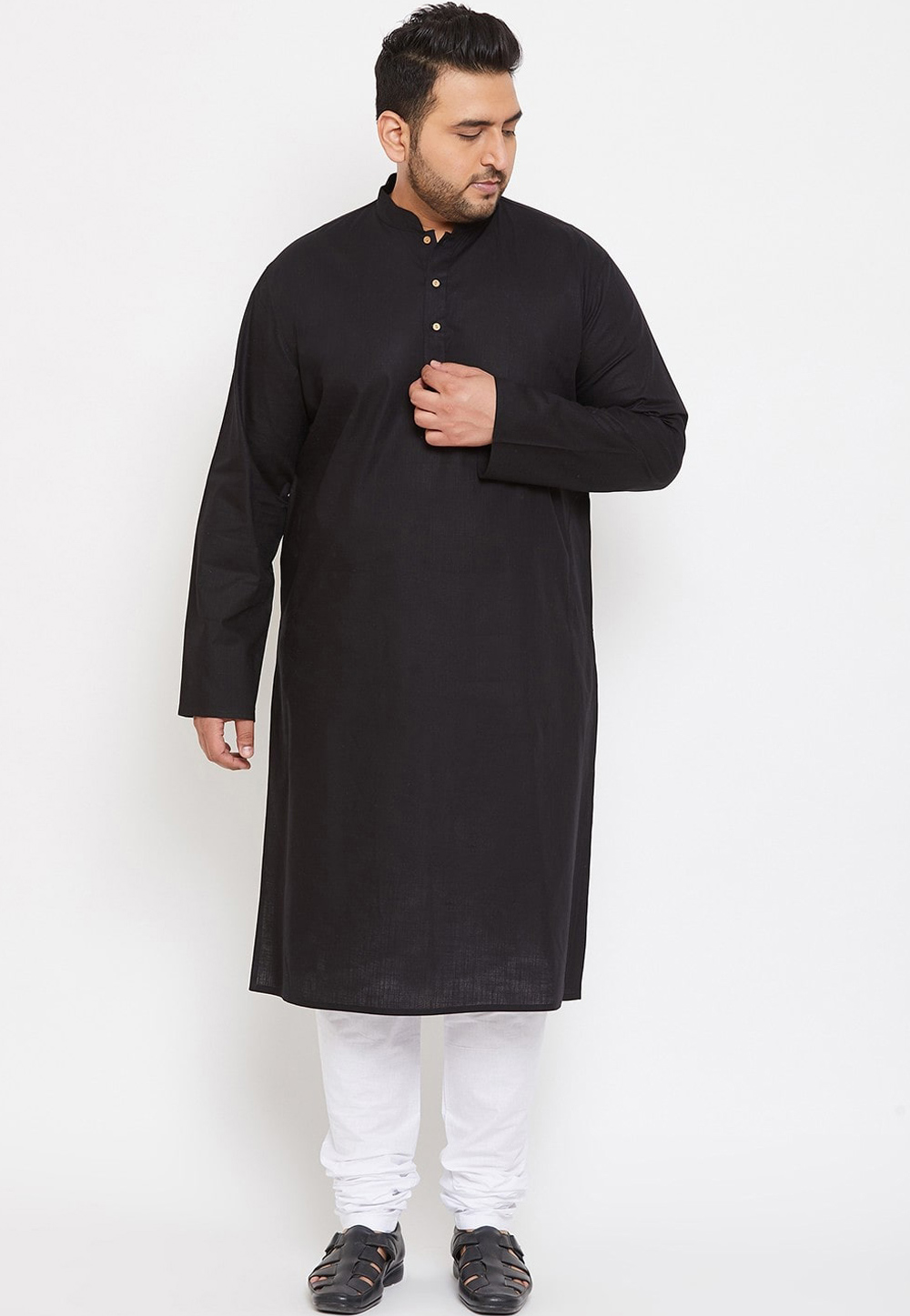 Black Cotton Kurta Pajama 309755