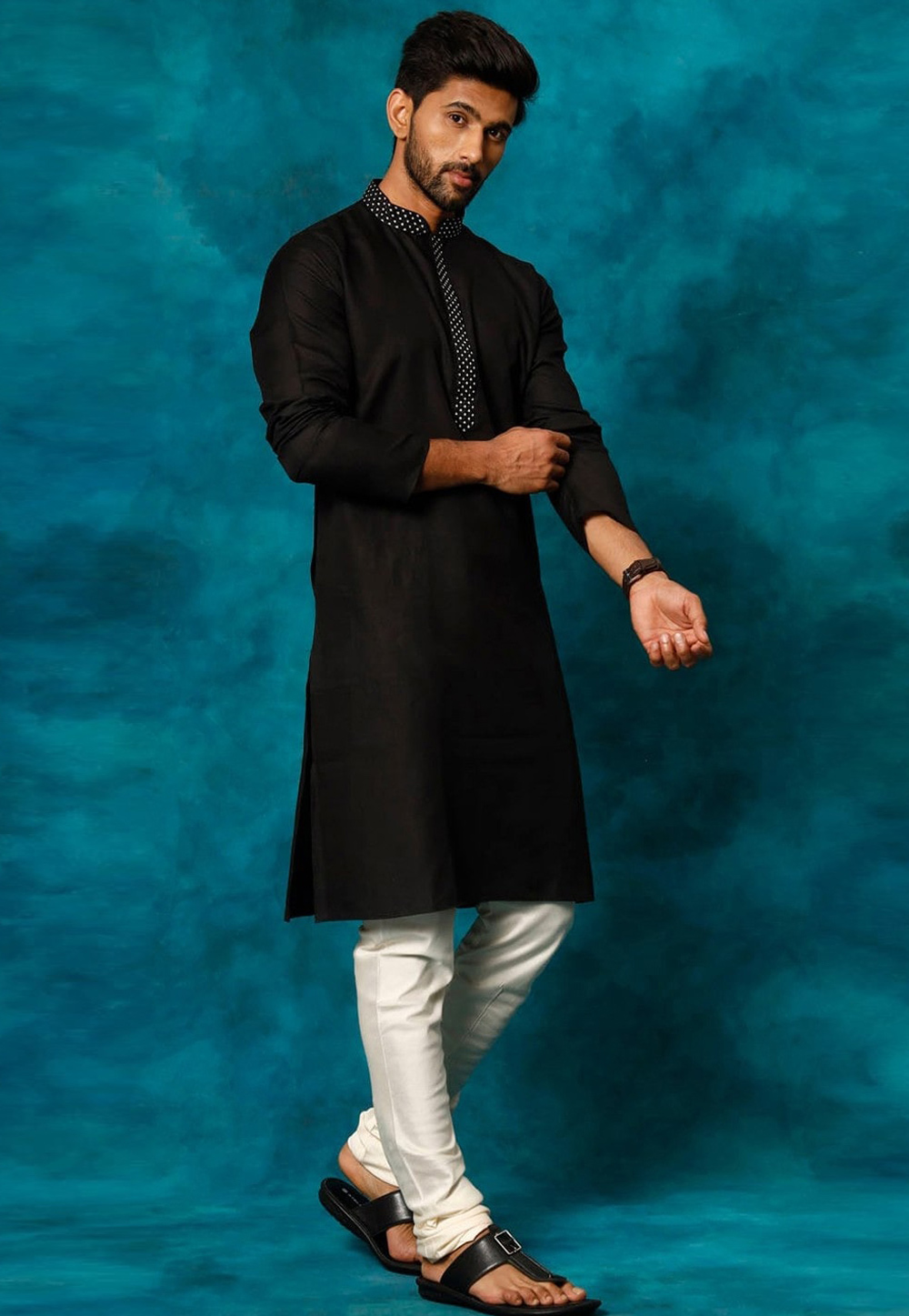 Black Cotton Kurta Pajama 309761