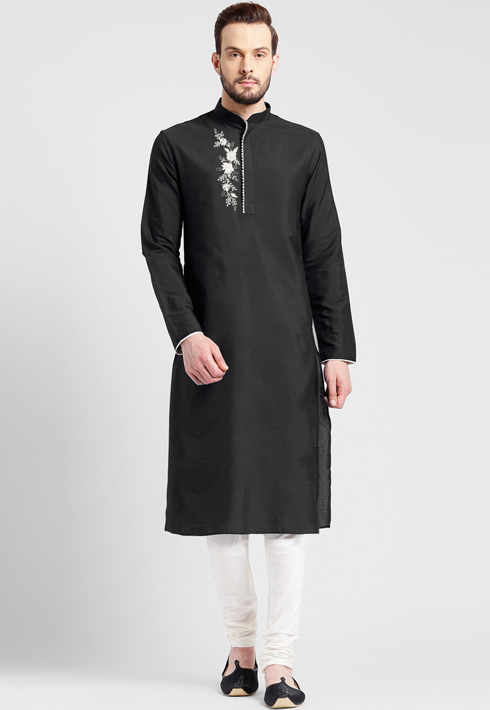 Black Cotton Kurta Pajama 305135