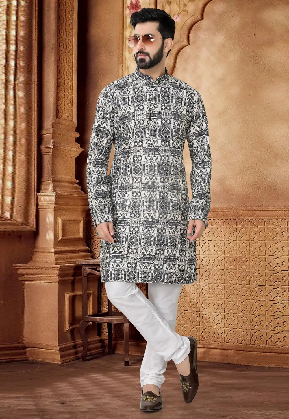 Black Cotton Kurta Pajama 296922