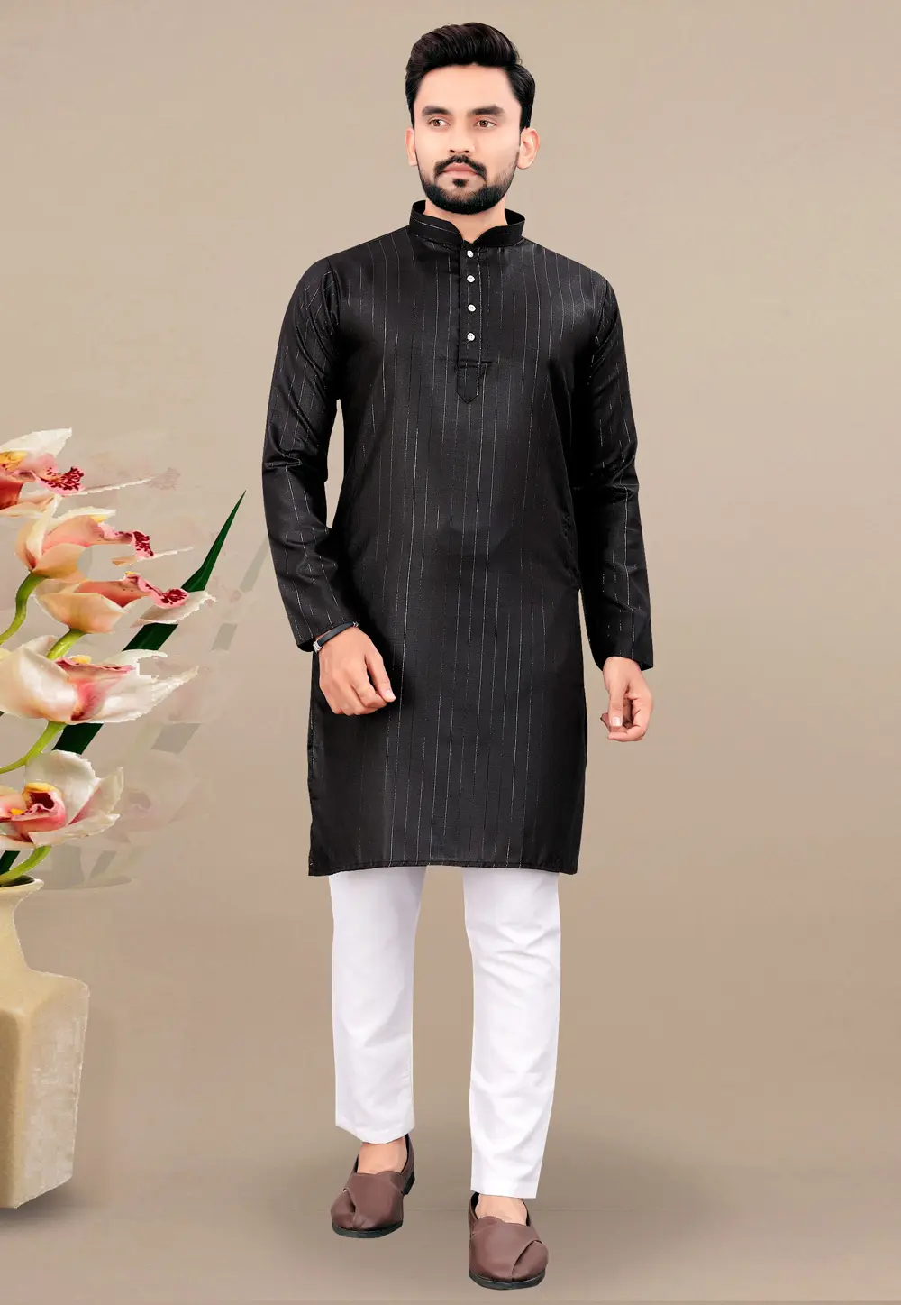 Black Cotton Kurta Pajama 298438