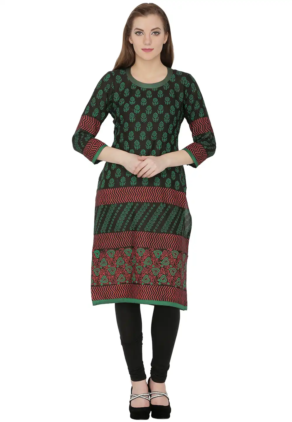 Black Cotton Kurta Set With Legging 290087