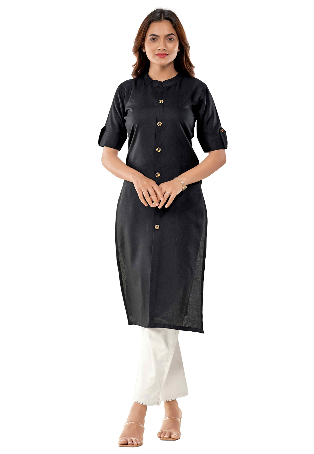 Black Cotton Kurti 286894