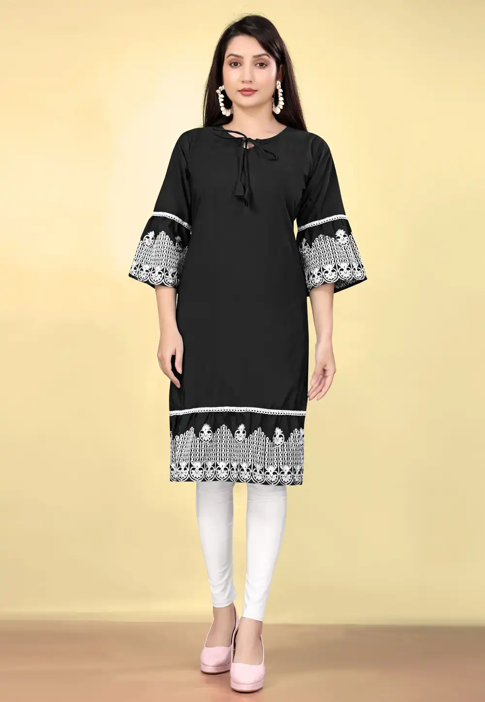 Black Cotton Kurti 294512