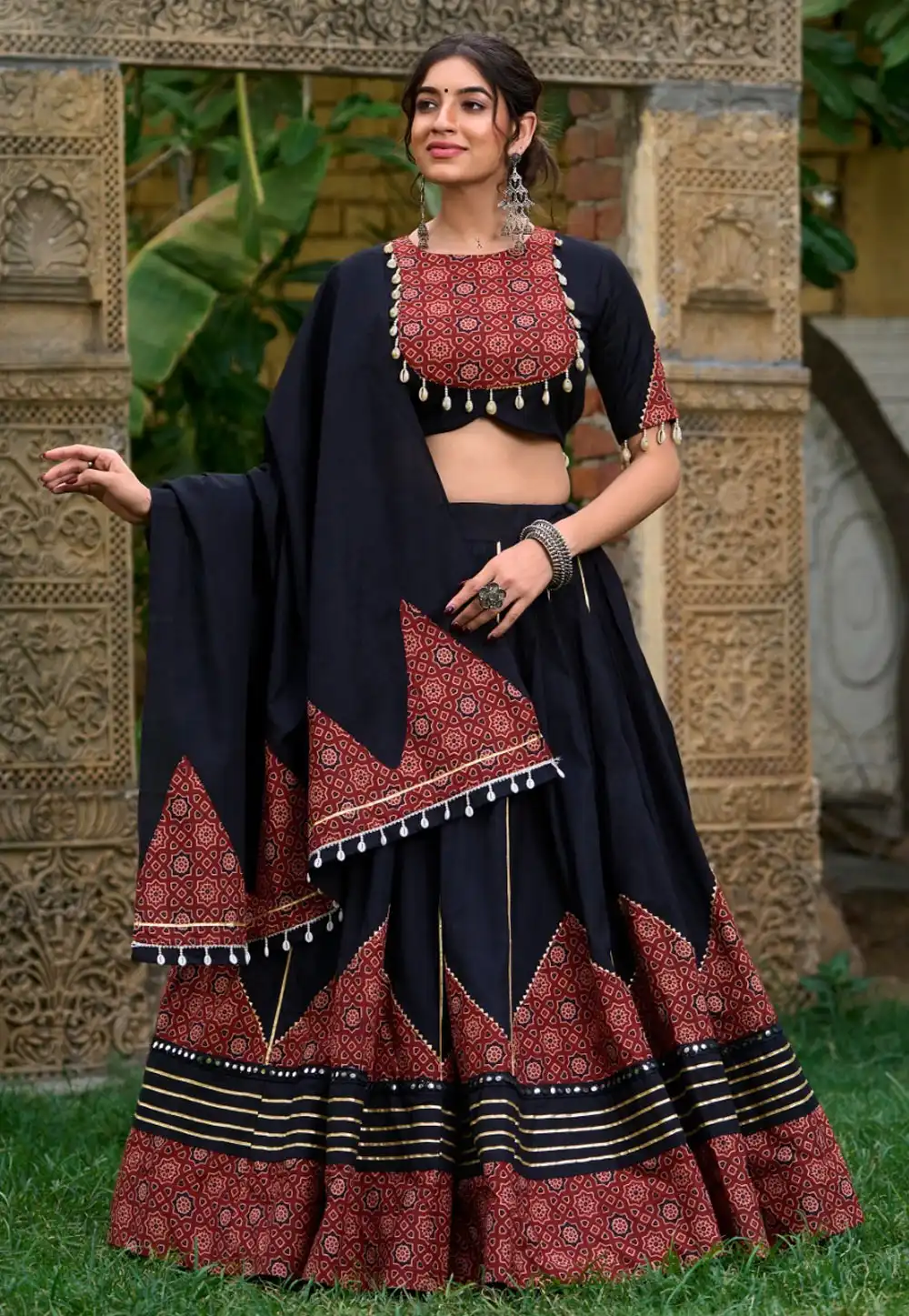 Black Cotton Navratri Chaniya Choli 292807