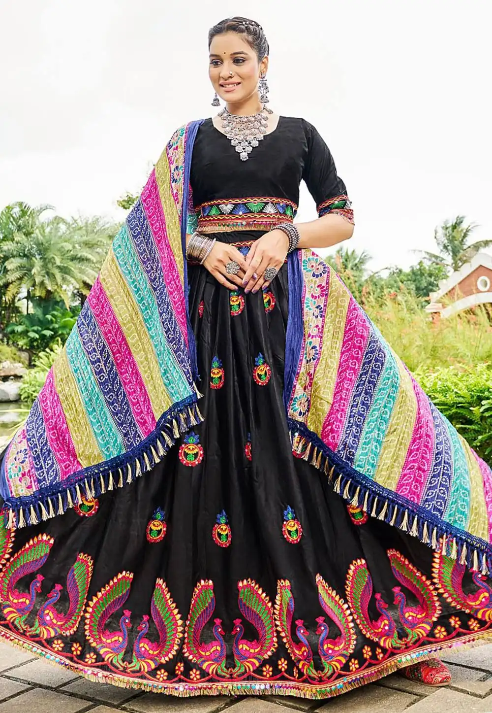 Black Cotton Navratri Chaniya Choli 290994