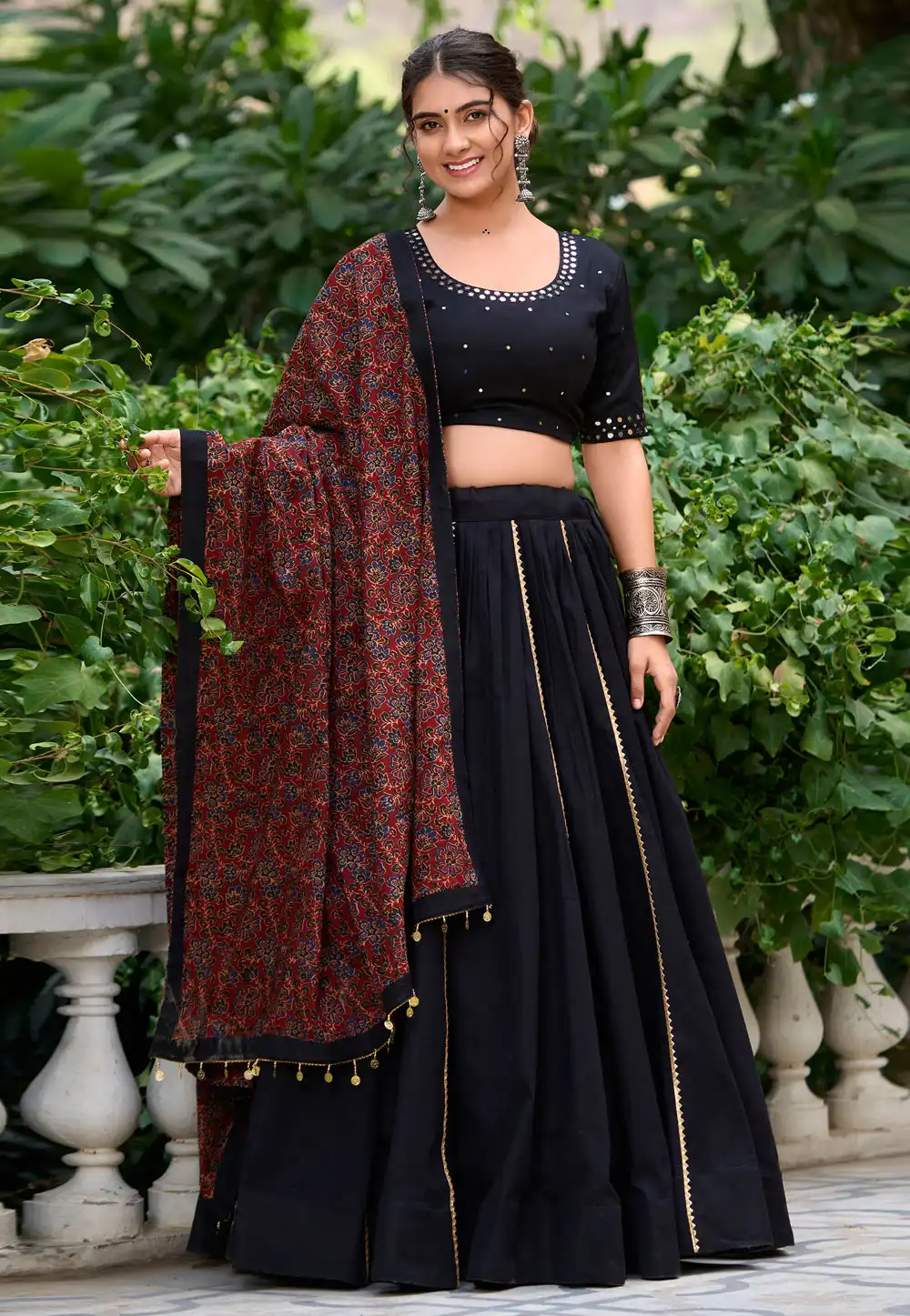 Black Cotton Navratri Chaniya Choli 293176