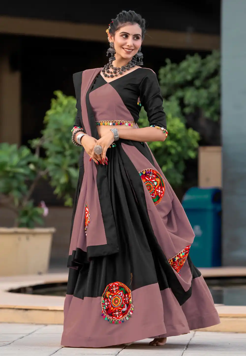 Black Cotton Navratri Chaniya Choli 292344