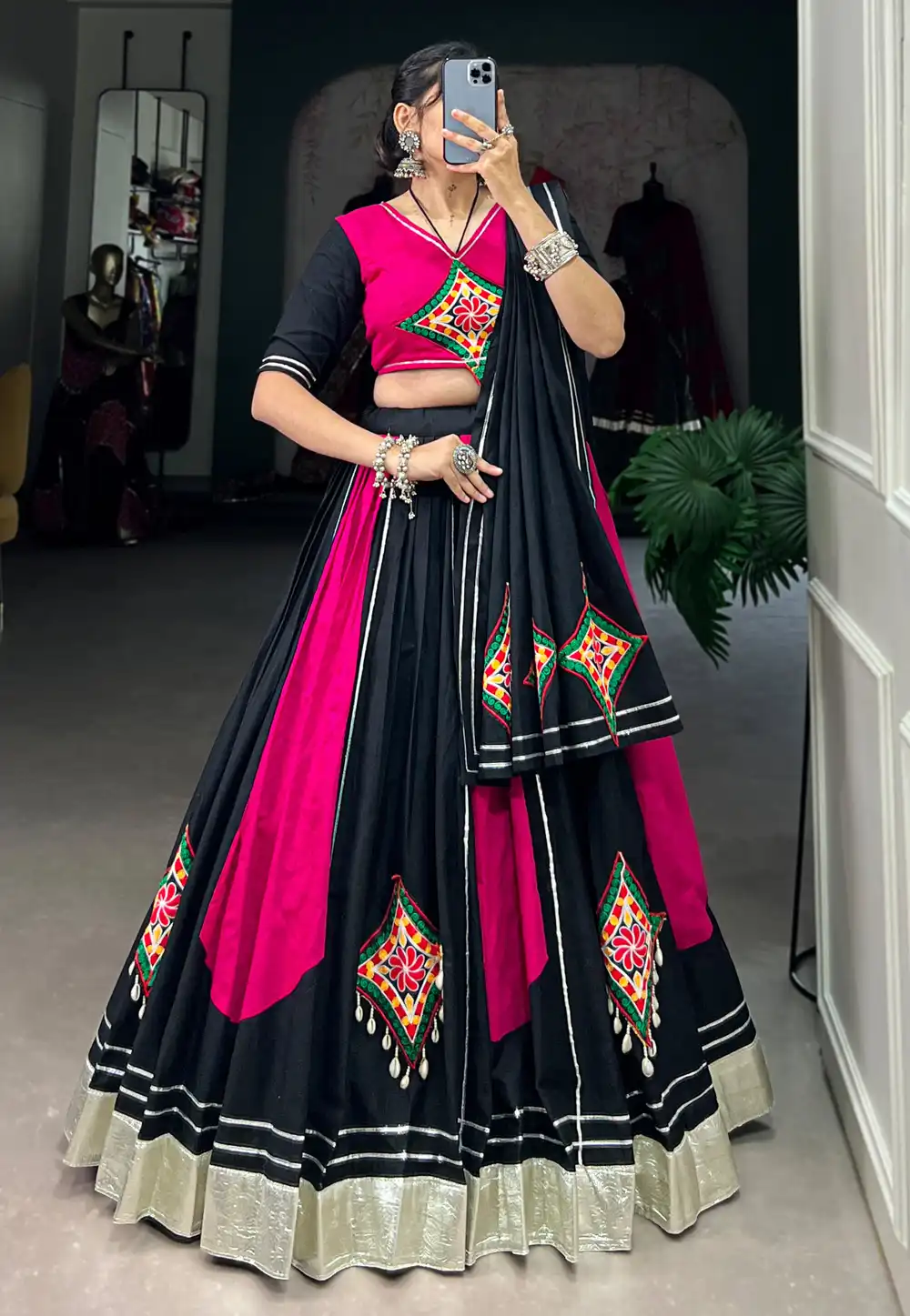 Black Cotton Navratri Chaniya Choli 292352