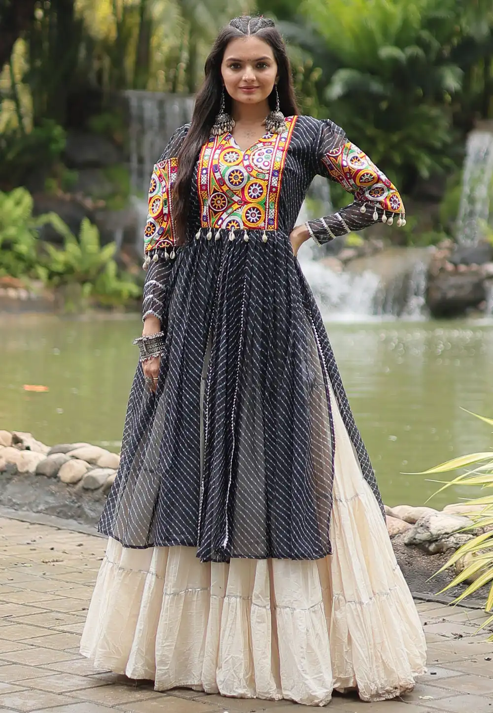 Black Cotton Navratri Chaniya Choli 294372